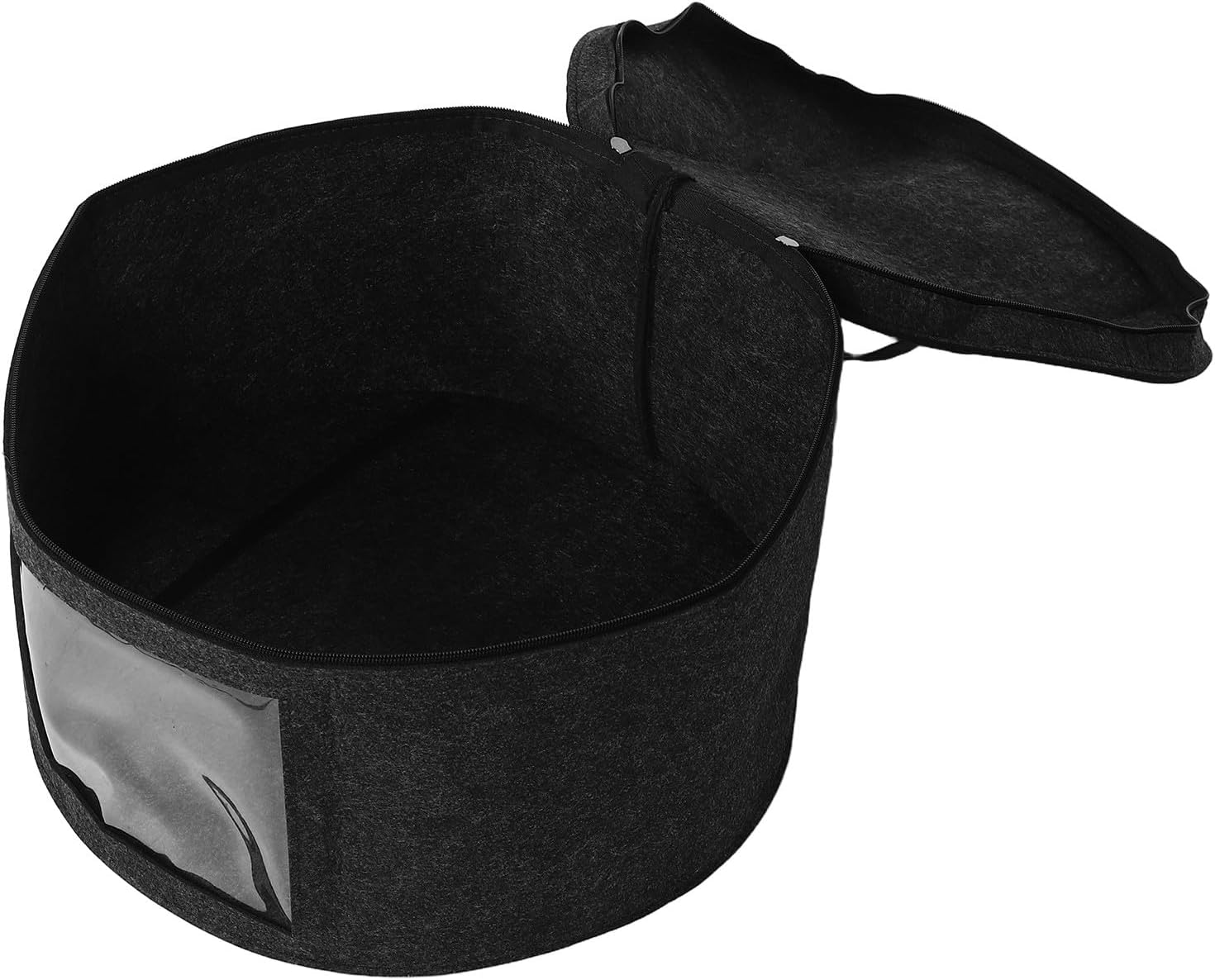 Felt Hat Box Storage with Lid Large Portable Hat Organizer for Travel Dark Gray Case for Men and Women