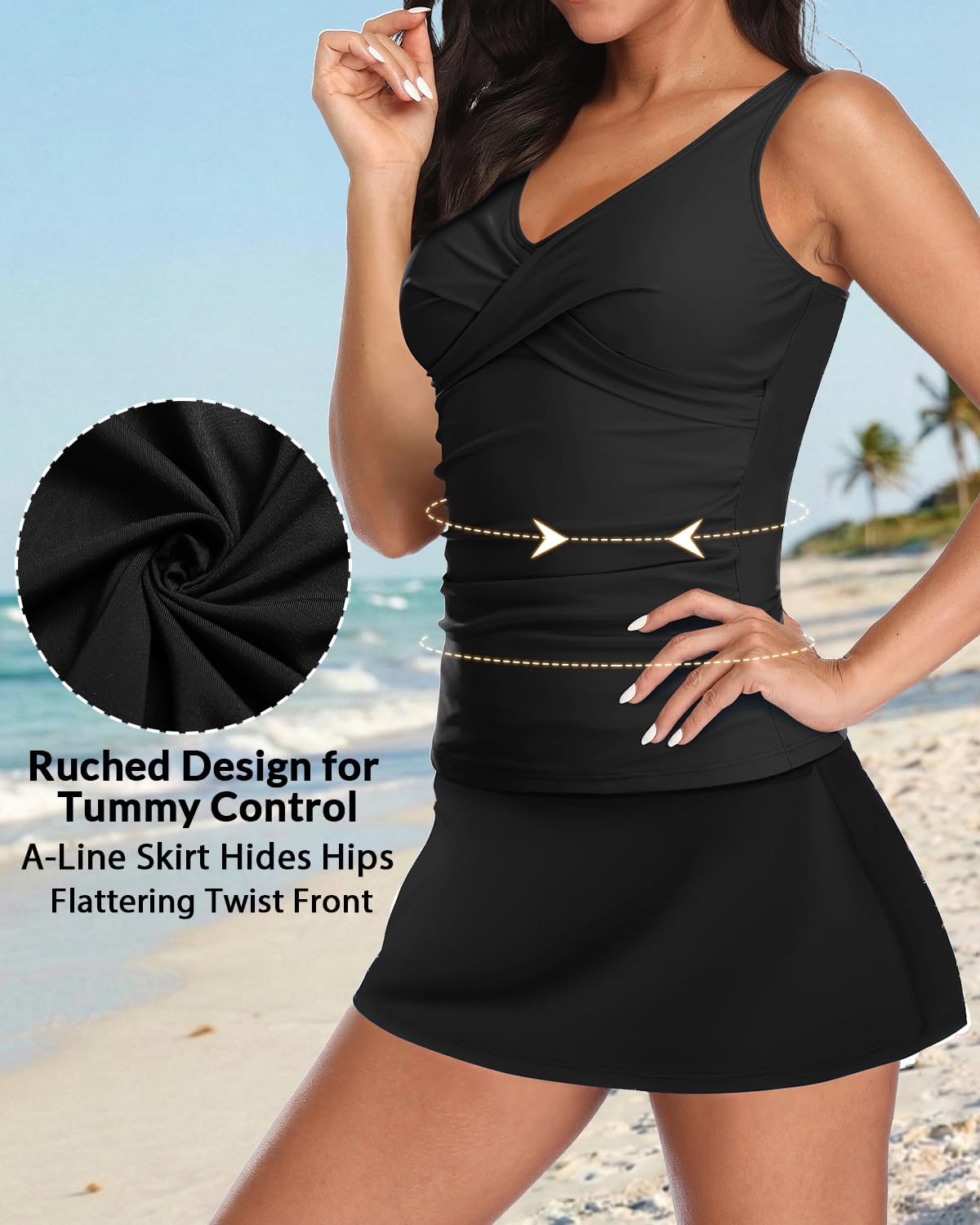 Talisea Tankini-Badeanzug für Damen, mit Rock, zweiteilig, Bauchkontrolle, Badeanzüge für Damen