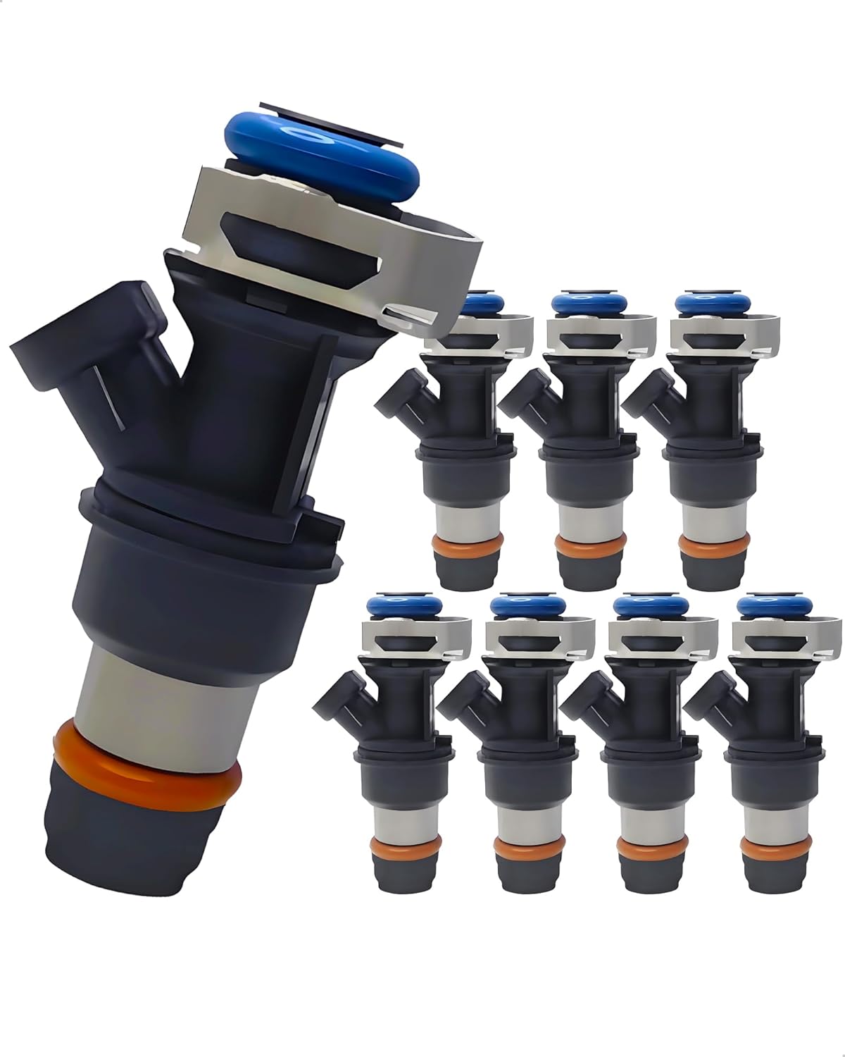 8-Count Fuel Injector Compatible with 2005-2009 Chevy Express/Silverado/Suburban/Tahoe, GMC Savana/Sierra/Yukon, Cadillac Escalade - 4.8L, 5.3L, 6.0L & 6.2L Replacement for FJ887 12580681