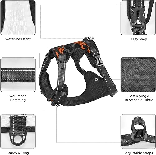 Miniatura 4 de Arnés sin tirones para perros medianos, chaleco para perro de fácil paseo, collares ajustables, arnés y correas transpirable, Oxford para caminar al