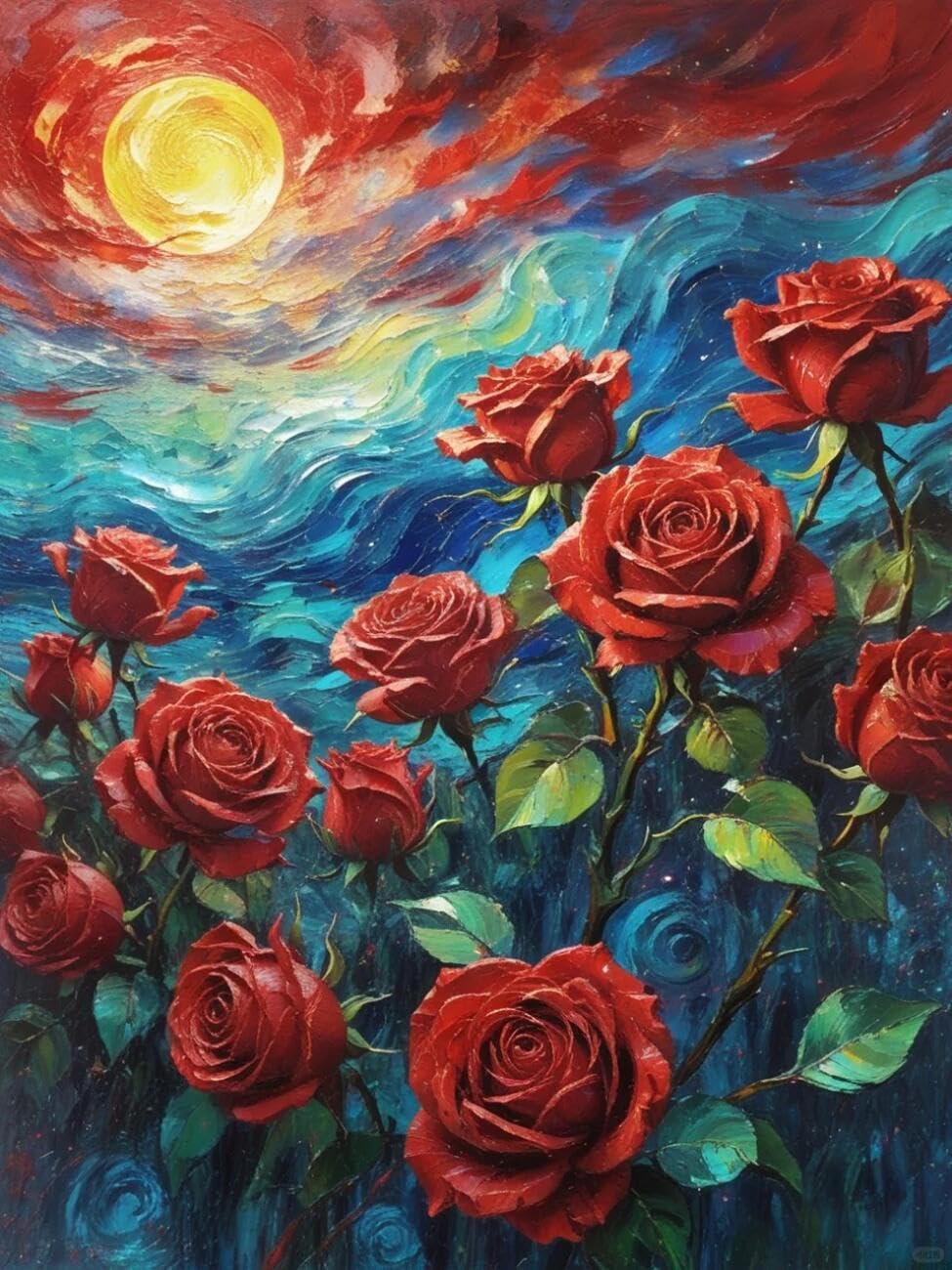 Henypt Cross Stitch Kit Red Roses Flowers DIY Needlepoint Set for Beginners The Elderly with Accessories Handmade DIY/Gifts 14CT 50x70cm