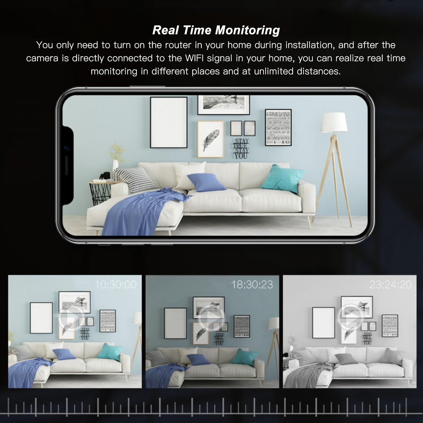 Septpenta la Plus Petite Caméra USB WiFi U22 HD1080P sans Fil À Distance, Caméra de Sécurité Portable, Caméra Nounou, Moniteur pour Bébé, Courbure À 360 Degrés, Surveillance en Temps Réel