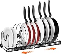 Vista 1 de AHNR Expandable Pot and Pan Organizers Rack, 10+ Pans and Pots Lid Organizer Rack Holder, Kitchen Cabinet Pantry Bakeware Organizer Rack Holder with