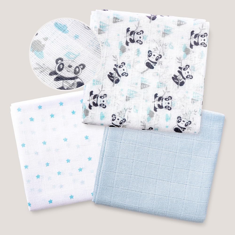 Mussole per neonato Panda blu Set 3
