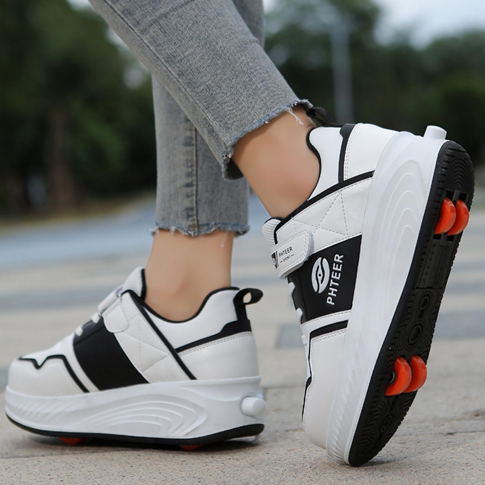 Zapatillas Deportivas con Ruedas para niños,Zapatos con Ruedas retráctiles,Zapatos con Ruedas Unisex niños,2 en 1,Multiusos con 4 Ruedas Retirable,para Regalos creativos de Vacaciones