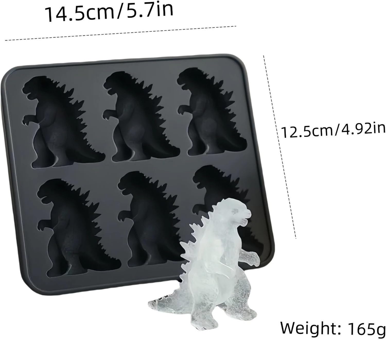 Dinosaur Silicone Ice Cube Mold Tray - 6 Cavity Large Ice Cube Maker for Whiskey, Cocktails & Beverages - BPA Free Flexible Ice Tray with Easy Release - Fun Novelty Ice Molds for Parties