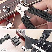 Vista 3 de Paquete de 3 cuerdas de guitarra acústica (oro, latón, multicolor) con púas de guitarra de celuloide, kit de bobinadora de cuerdas