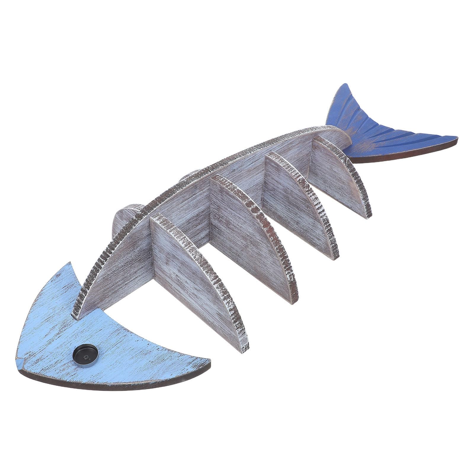 Étagère flottante bois en forme de poisson marin pour rangement mural