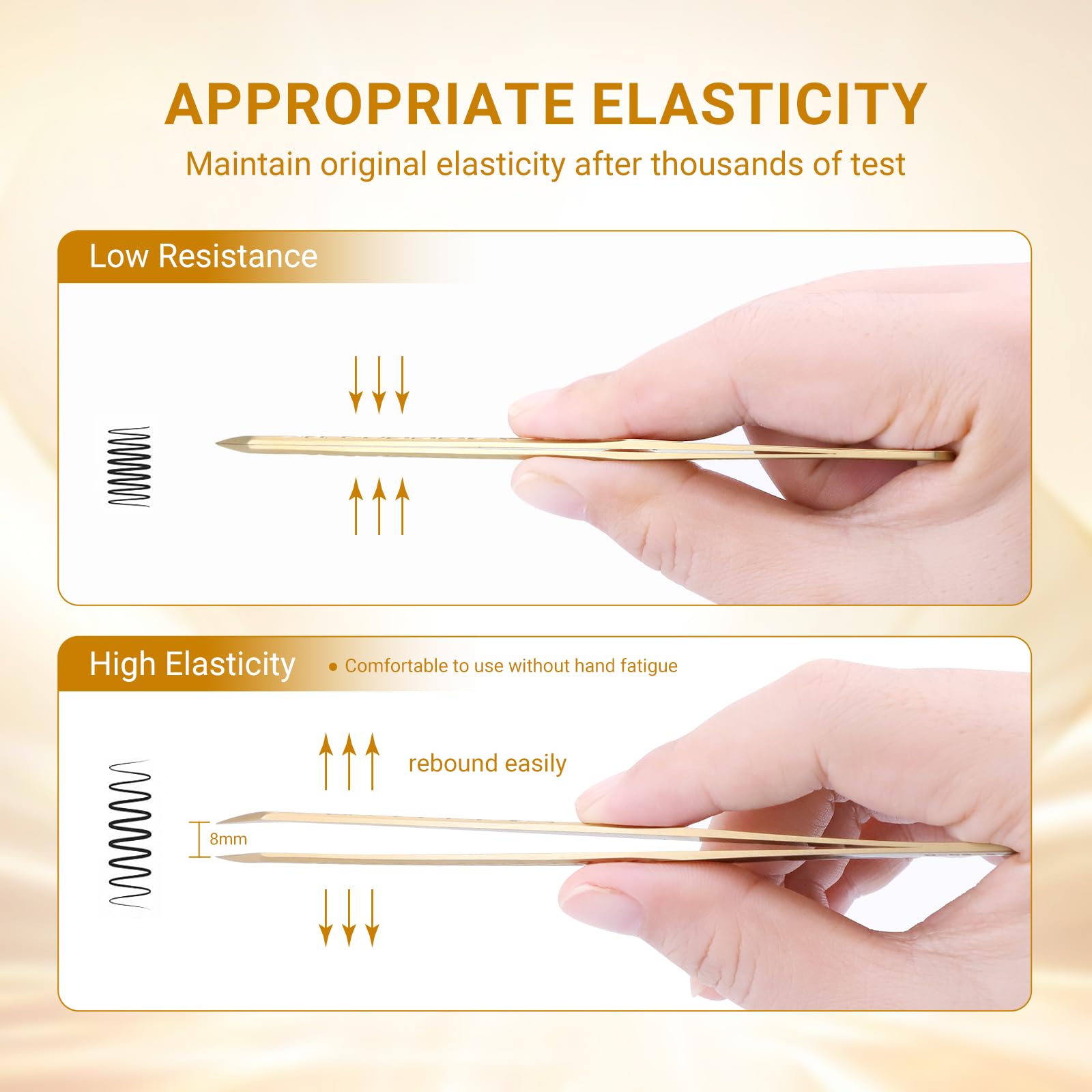 NAGARAKU Tweezer for Eyelash Extensions Straight Isolation Lash Tweezers for Individual Lashes Premium Gold Stainless Steel Eyelashes Tweezers Supplies (M-02) 2