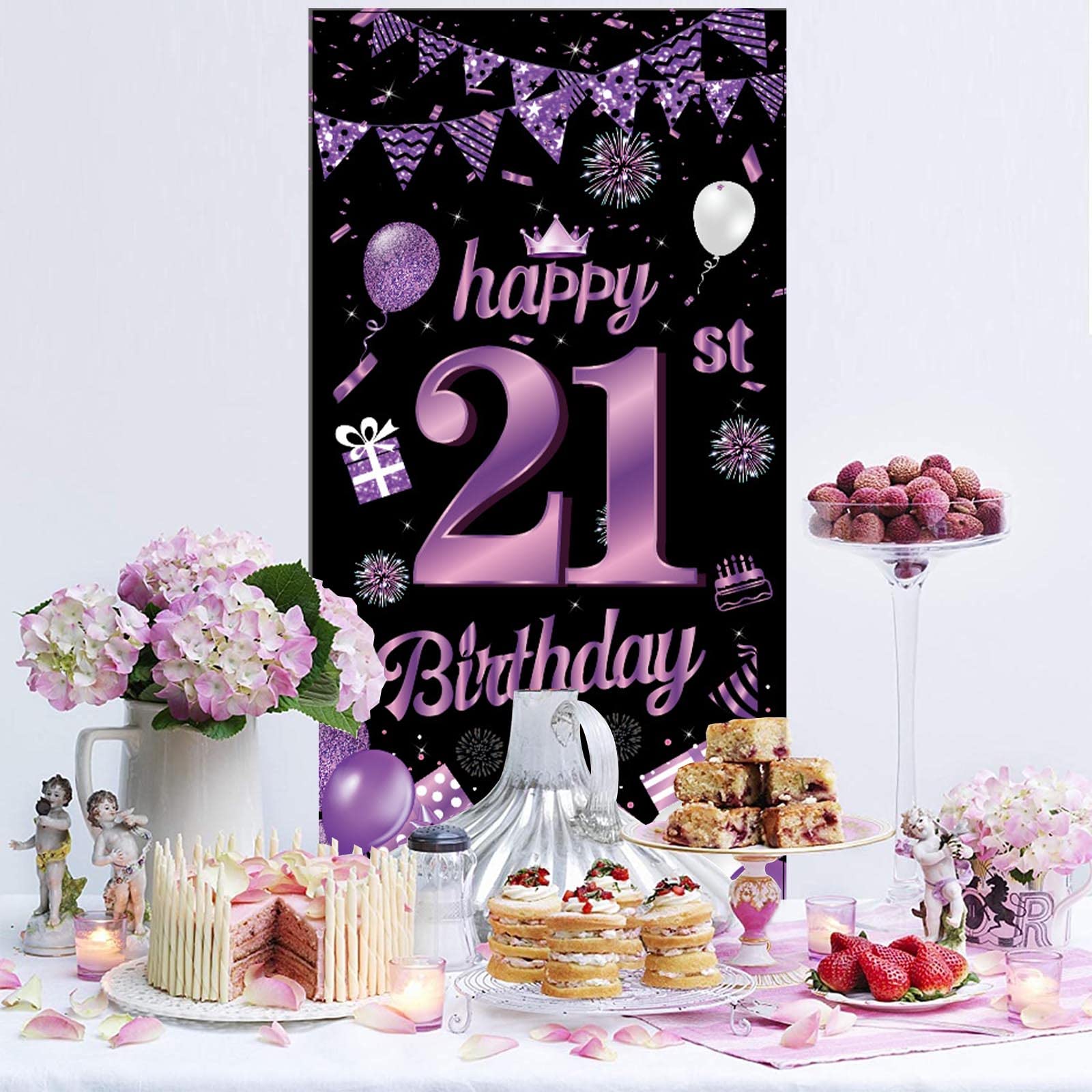 Striscione Olografico Per 21° Compleanno – 3,9 Metri, Rosa – Decorazione Per Interni Ed Esterni, Prodotto Familiare UK