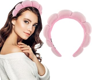 Ladies Spa Headband Hair Band Makeup Hair Band Soft Sponge Skin Care Hair Band Hair Jewelry For Washing Face Makeup Removal, Shower, Skin Care (Pink)