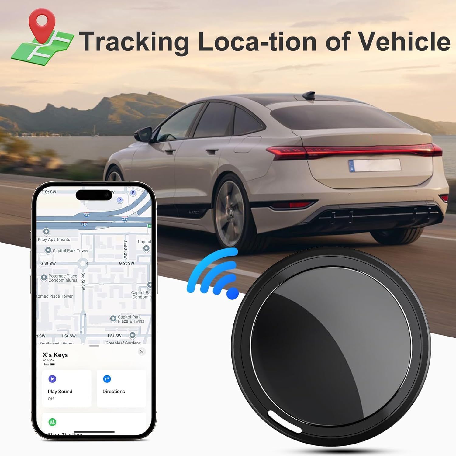 Mini GPS Tracker for Vehicles, Car GPS Tracking Device for Vehicles, Hidden Car Tracking Device No Subscription No Monthly Fee Real-Time GPS Tracking for Kids, Car, Pets(With Magnetic Waterproof Case)