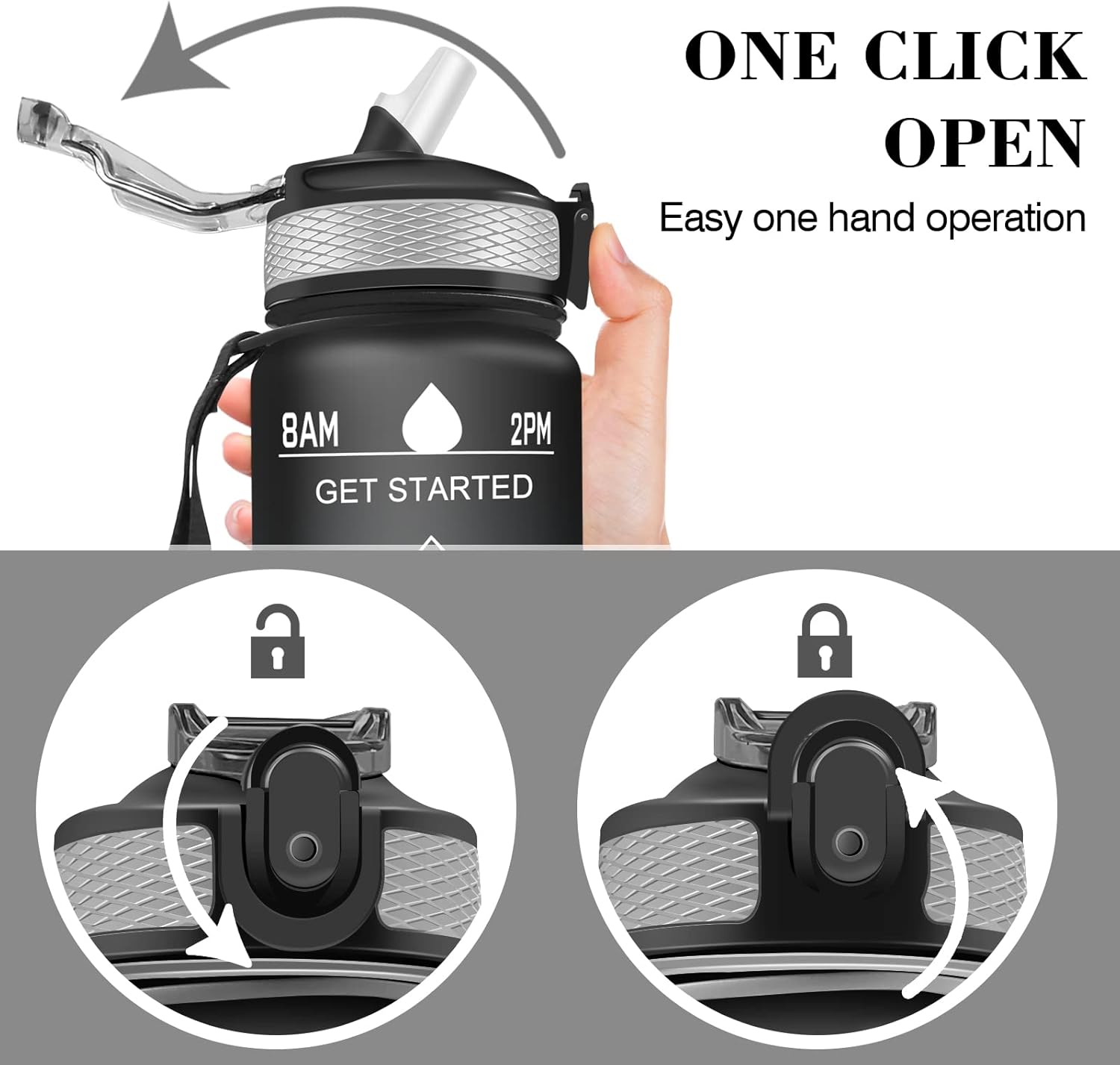 Invool Sports Water Bottle, 1 Litre Water Bottle with Straw & Time Markings, BPA Free, Leakproof & Secure Locking Lid - Image 5