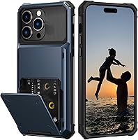 Vista 13 de Nvollnoe Compatible con iPhone 15 Funda con ranura para tarjetas, resistente, protectora de doble capa, a prueba de golpes, ranura oculta