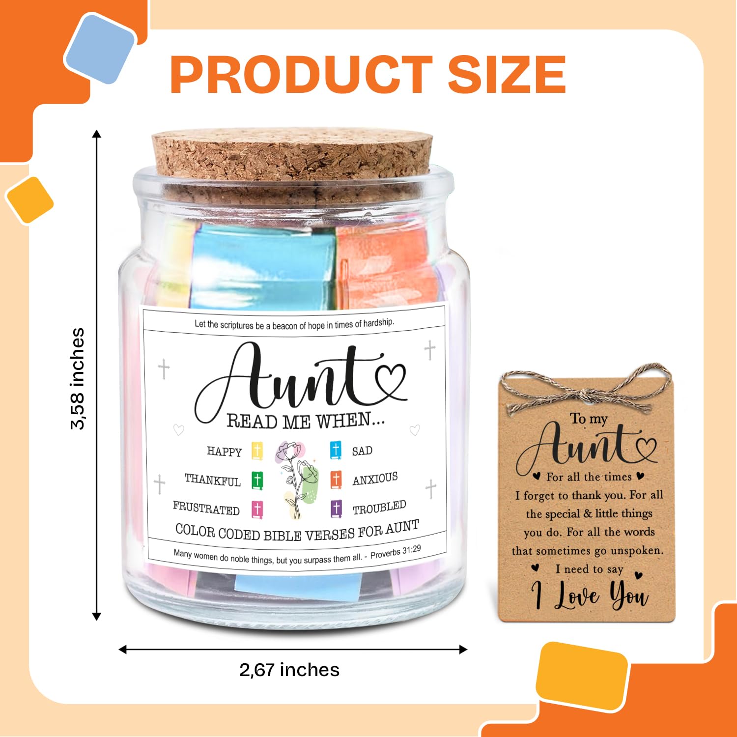 NewEleven Gifts For Aunt - Aunt Birthday Gift From Niece, Newphew, Kids - Auntie Gift Ideas, Christian Gifts For Aunts - Bible Verse Jar