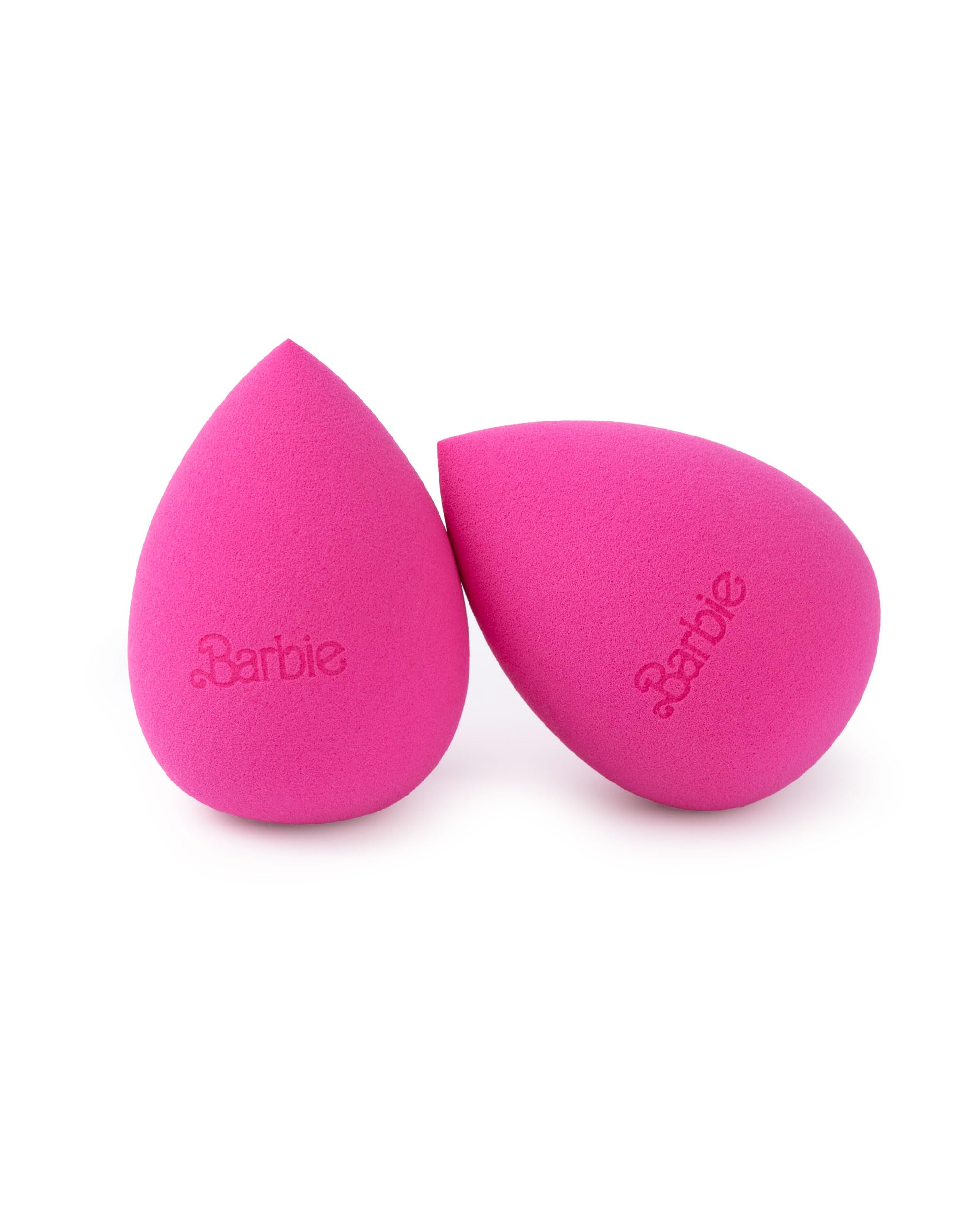 Barbie Zestaw gąbek do makijażu dla kobiet, zestaw 2 gąbek kosmetycznych z logo Barbie etui do przechowywania w kolorze różowym, blendery do twarzy z pudełkami do makijażu, lalka z kreskówki, film,