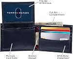 Tommy Hilfiger Men's Leather Wallet – Slim Bifold with 6 Credit Card Pockets and Removable Id Window