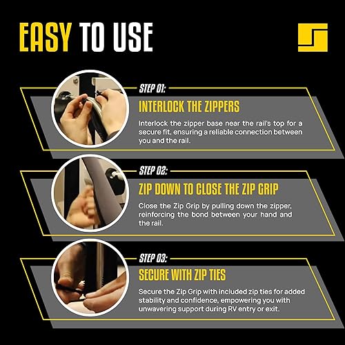 Miniatura 5 de Stromberg Carlson AM-ZIP2239C - Funda de agarre de neopreno para pasamanos RV con cremallera de nailon, lavable a máquina, se adapta a riel de