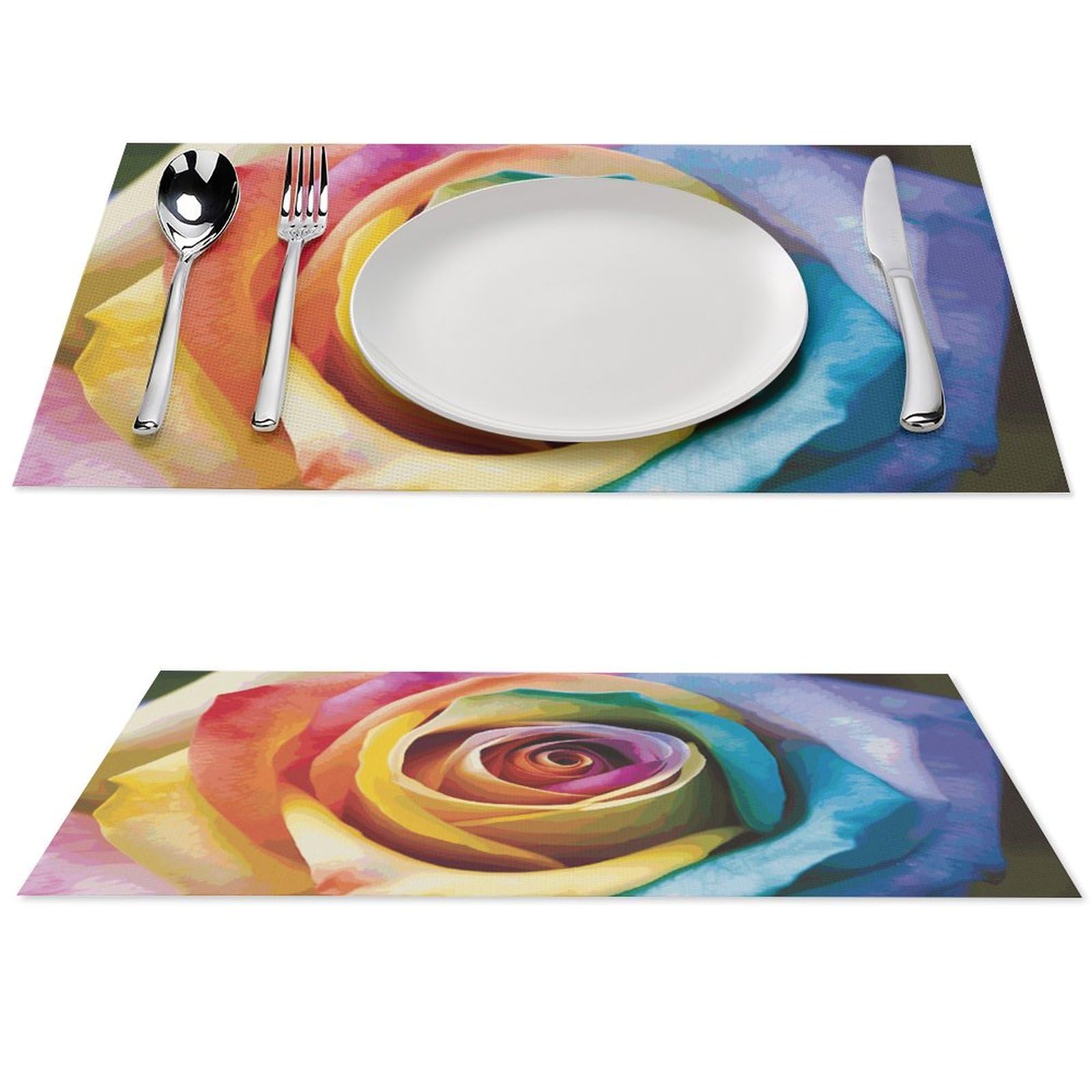 Set di 6 tovagliette all'americana in PVC, lavabili, resistenti al calore, antiscivolo, impermeabili, per interni ed esterni, tavolo da pranzo, cucina, vacanze, feste, 6 pezzi