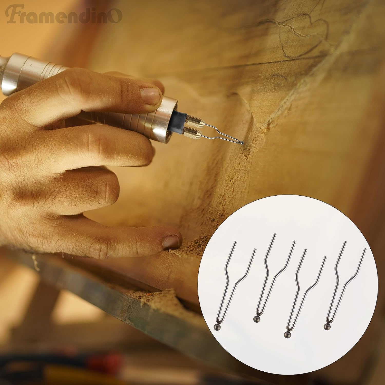 Framendino, 5 Pack Wood Burning Ball Tips Pyrography Tip Replacement Wire Pen Nibs for Leather Making