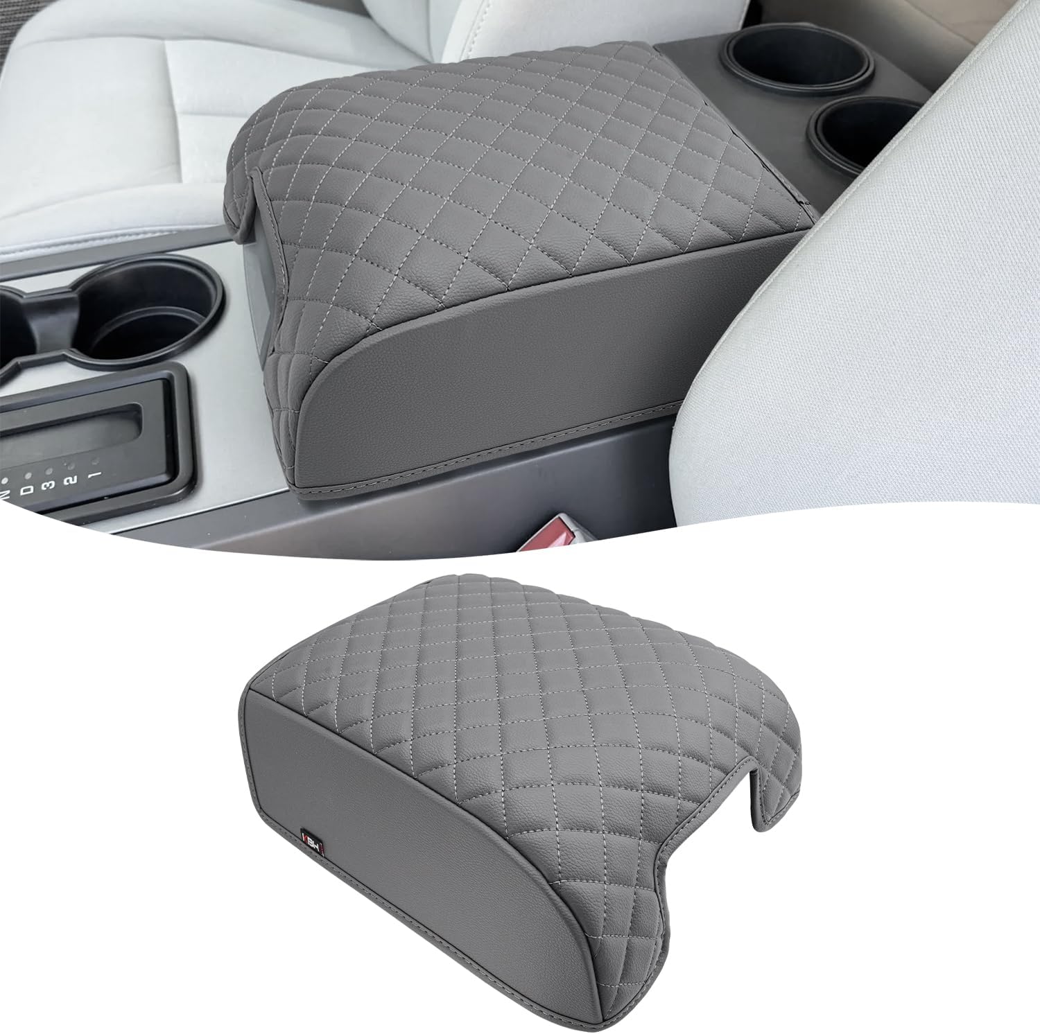 KBH Center Console Armrest Cover for F150 2004-2014, Ford Expedition 2007-2017, Lincoln Mark LT 2006-2008, Middle Console Lid Protector, Vinyl Leather, Black (Fits Bucket Seat Console Only)