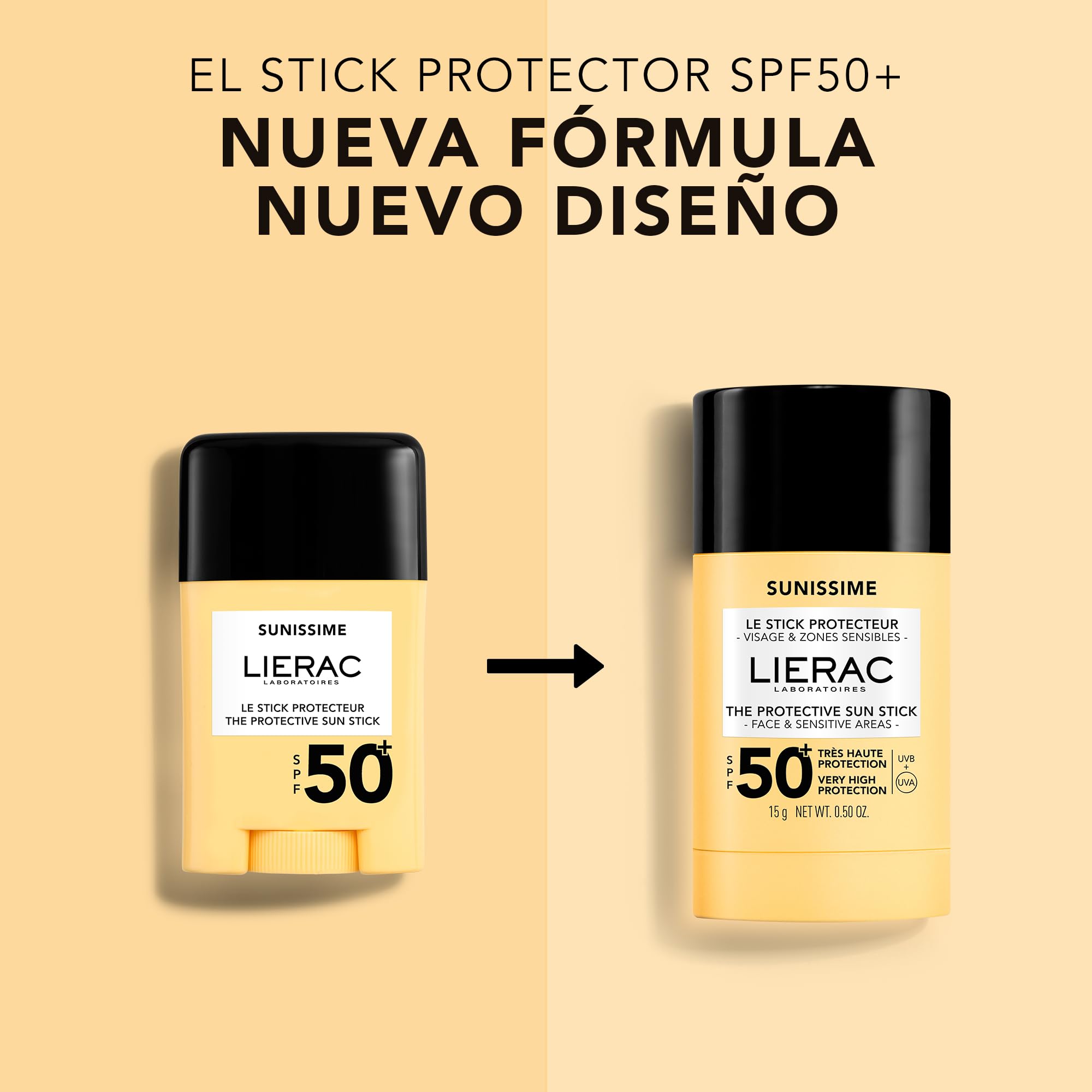Lierac - Sunissime - El Stick Protector SPF50+ 15g - Protección Muy Alta Rostro y Zonas Sensibles - Textura Invisible - Acabado Glowy Natural - Formato Nómada - Todo Tipo de Piel