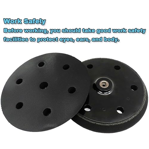 Miniatura 5 de Paquete de 2 almohadillas de repuesto de gancho y bucle de 9 pulgadas y 6 agujeros para lijadora orbital, lijadora de paneles de yeso para molienda