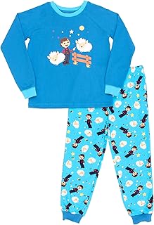 Pierre Belvédère • Passe-Partout • Pyjama de Pruneau • Personnage de l’émission • Enfant Garçon Fille 2 pièces 100% Coton • Bleu Corail • 7-8 ans