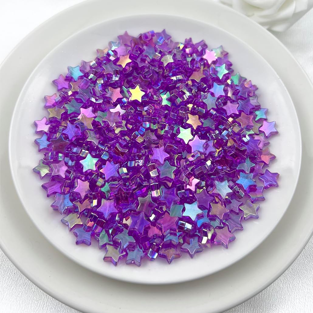 400Pcs Acrylic Star Beads, Purple AB, Star Shape, Loose Beads for Jewelry Making DIY Bracelet Earring Necklace Key Chains - Image 2