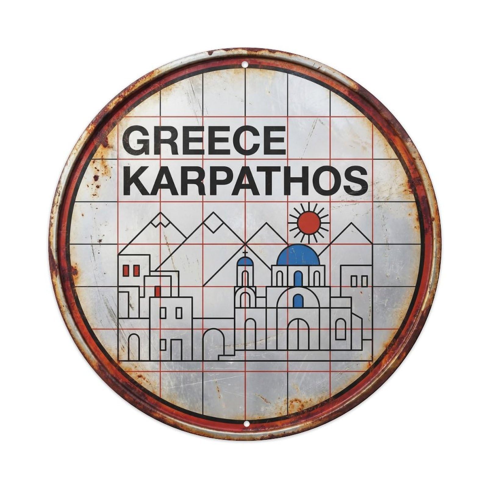 Greek Karpathos Traditional Europe Travel Clean Graphic Metal Tin Sign