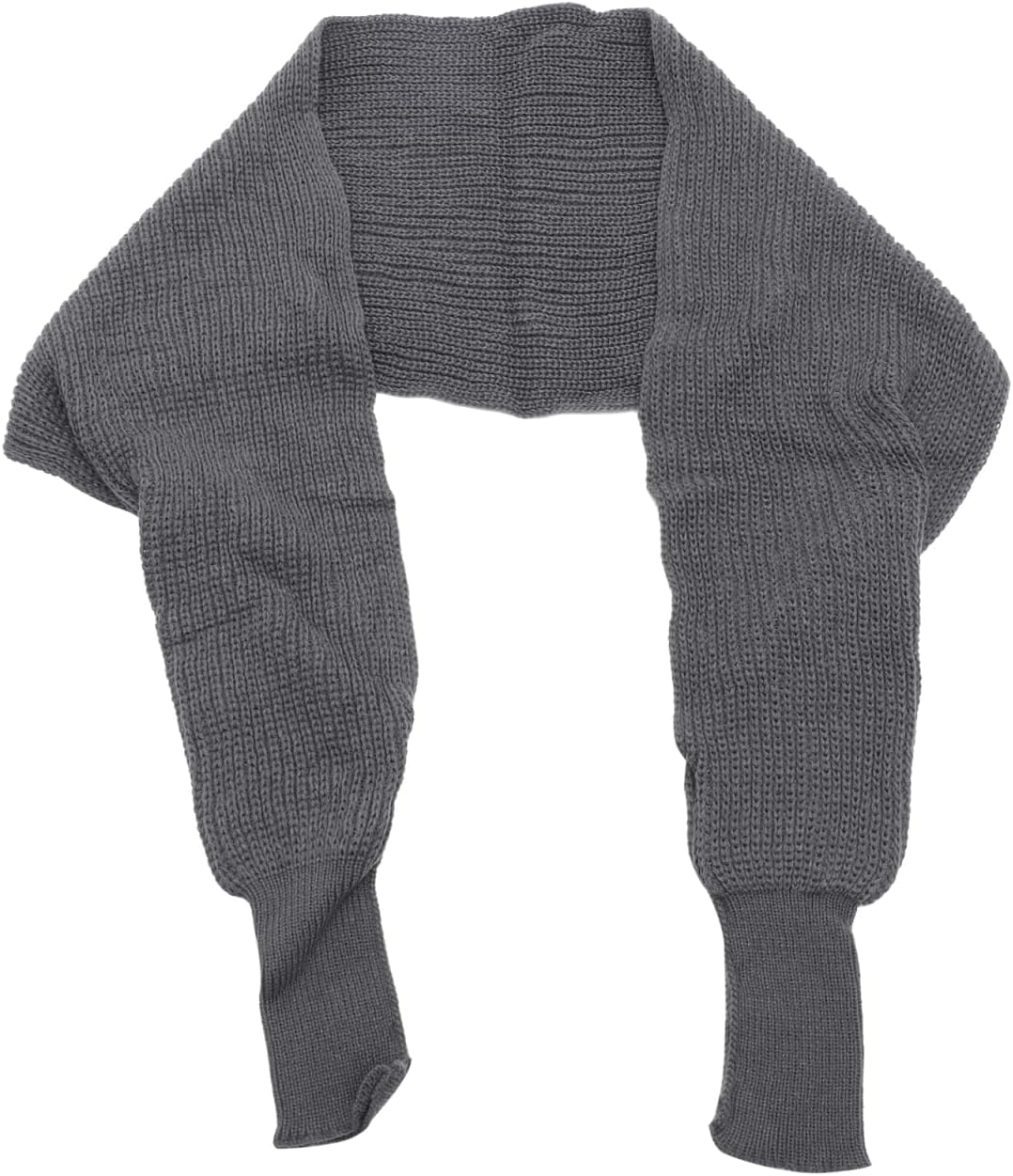 BESPORTBLE Unisex Knitted Shawl with Sleeves Dark Grey Fashion Korean Style Autumn Winter Scarf Cape Wrap Soft Warm Knit Scarf with Sleeves for Women Men