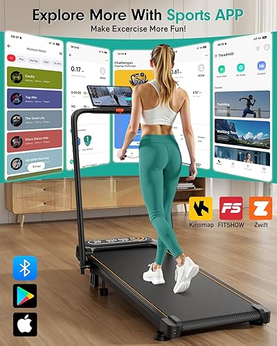 Miniatura 9 de Foldable Treadmill with 10% Incline, 3.5HP Low Noise Walking Pad Treadmill with Handle Bar, Rayspace 4 in 1 Portable Under Desk Treadmills for