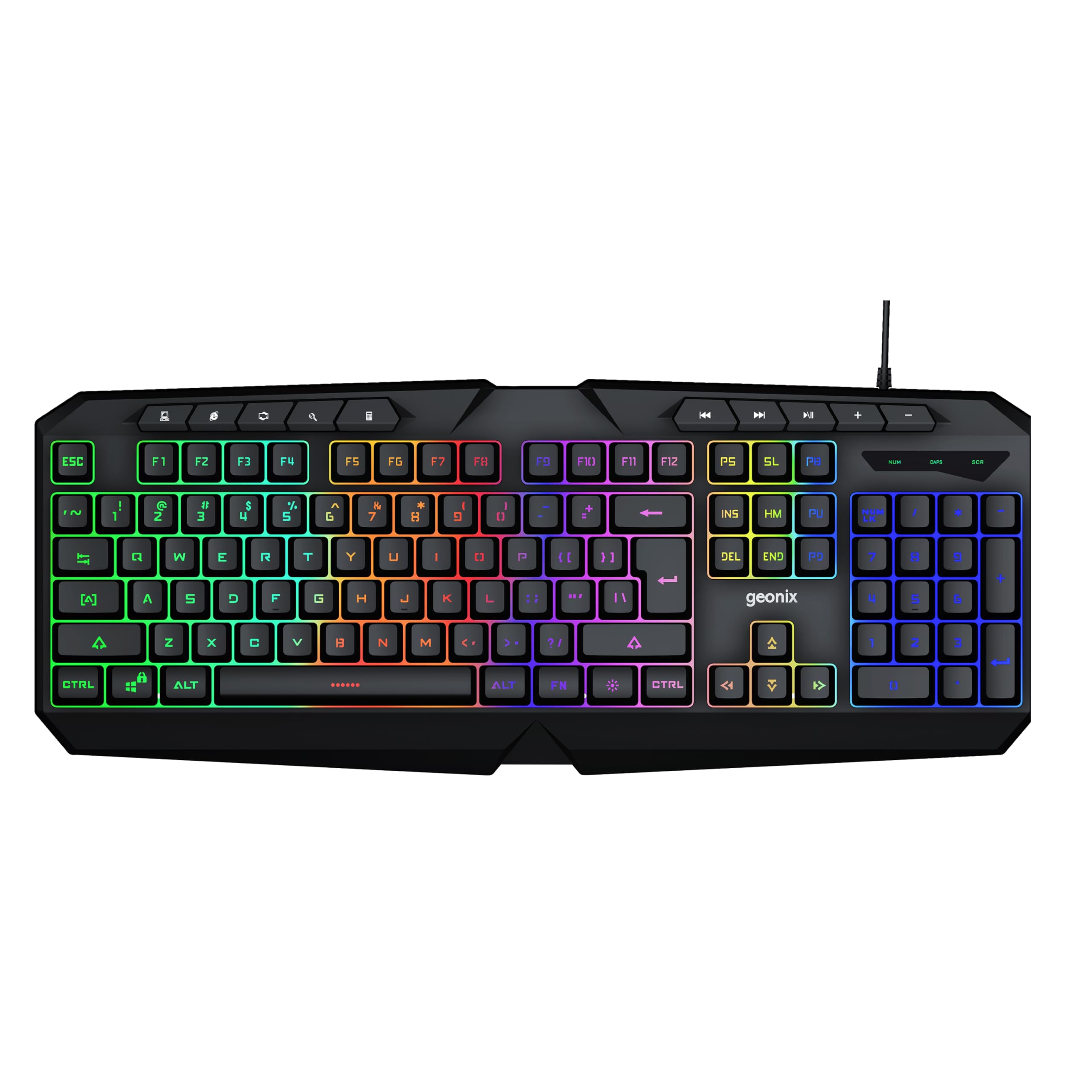 GEONIX Cruiser K5, Wired Gaming Keyboard, 104 Keys, 1.5m Cable, 12 Multimedia Keys, , RGB Colour, Plug and Play — Amazon image 9