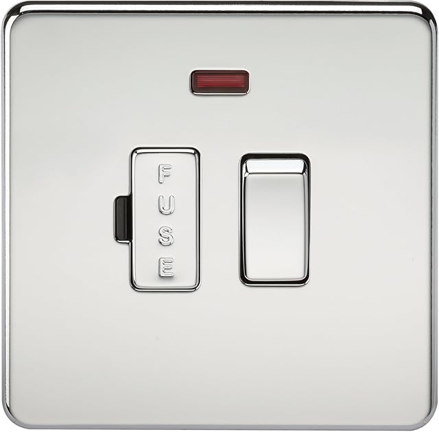Knightsbridge SF6300NPC Screwless 13 A Switched Fused Spur Unit, Polished Chrome with Neon