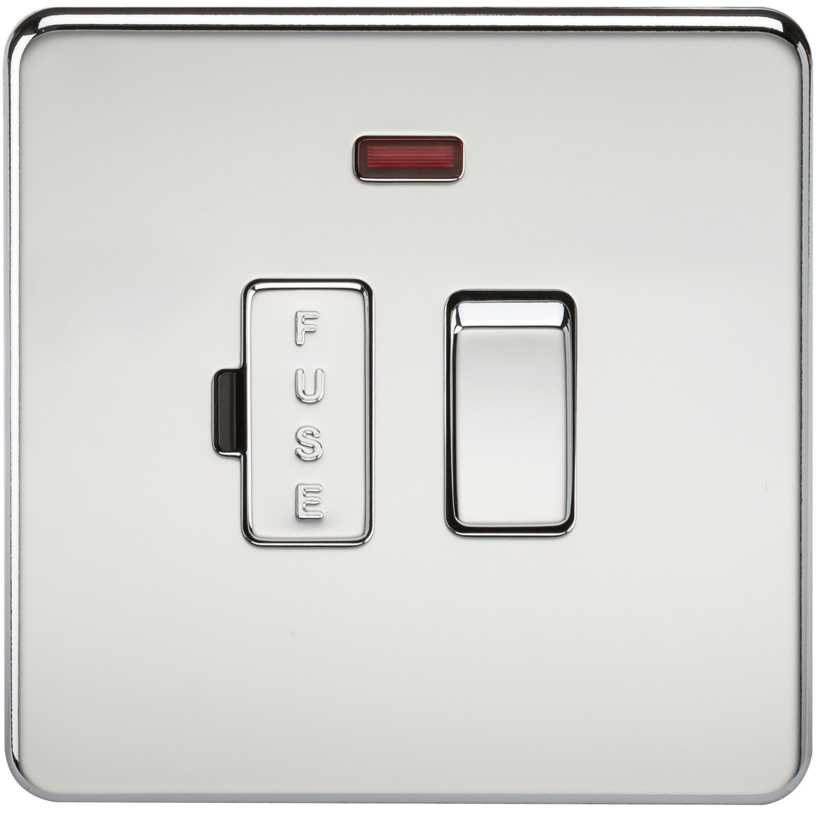 SF6300NPC Screwless 13 A Switched Fused Spur Unit, Polished Chrome with Neon