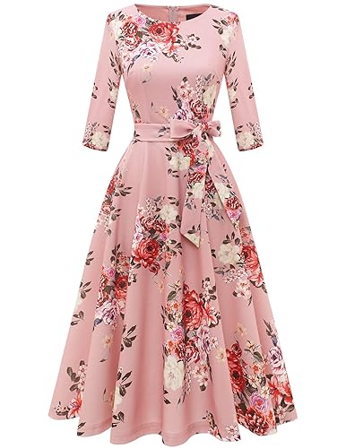 DRESSTELLS Cocktail Dresses for Women, Vintage Wedding Guest 3/4 Sleeves