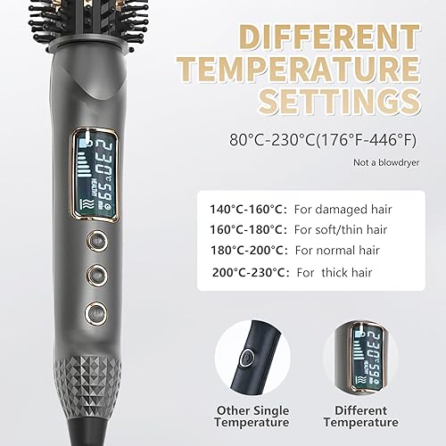 Miniatura 3 de TANSHINE Cepillo de rizador, cepillo térmico para rizar de 1.25 pulgadas, cepillo redondo profesional con calentamiento instantáneo antiquemaduras