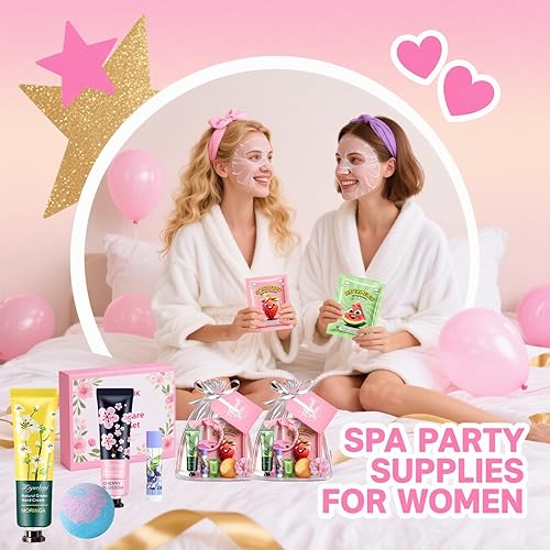 Miniatura 6 de 55 piezas de suministros de fiesta de spa para niñas, regalos de fiesta de spa para hija, incluye máscaras faciales, bálsamo labial, crema de manos,
