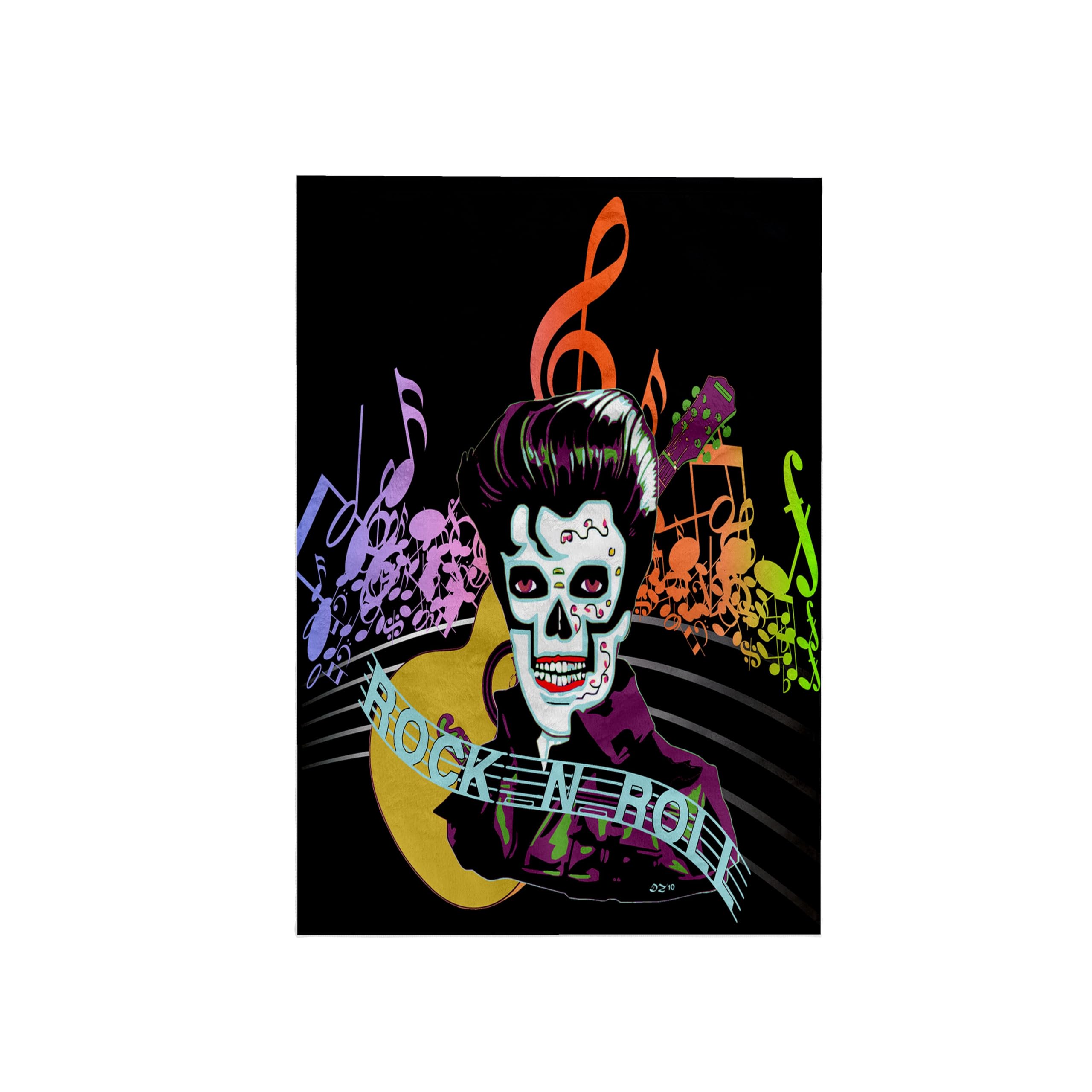 3dRose "Rock and Roll Skull Elvis Towel, Polyester/Cotton, White, 15 x 22-Inch
