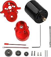 Vista 7 de Caja de cambios de aleación de aluminio Caja de engranajes y engranajes de acero con 370 motores compatibles con WPL D12 1/10 RC Car (negro)