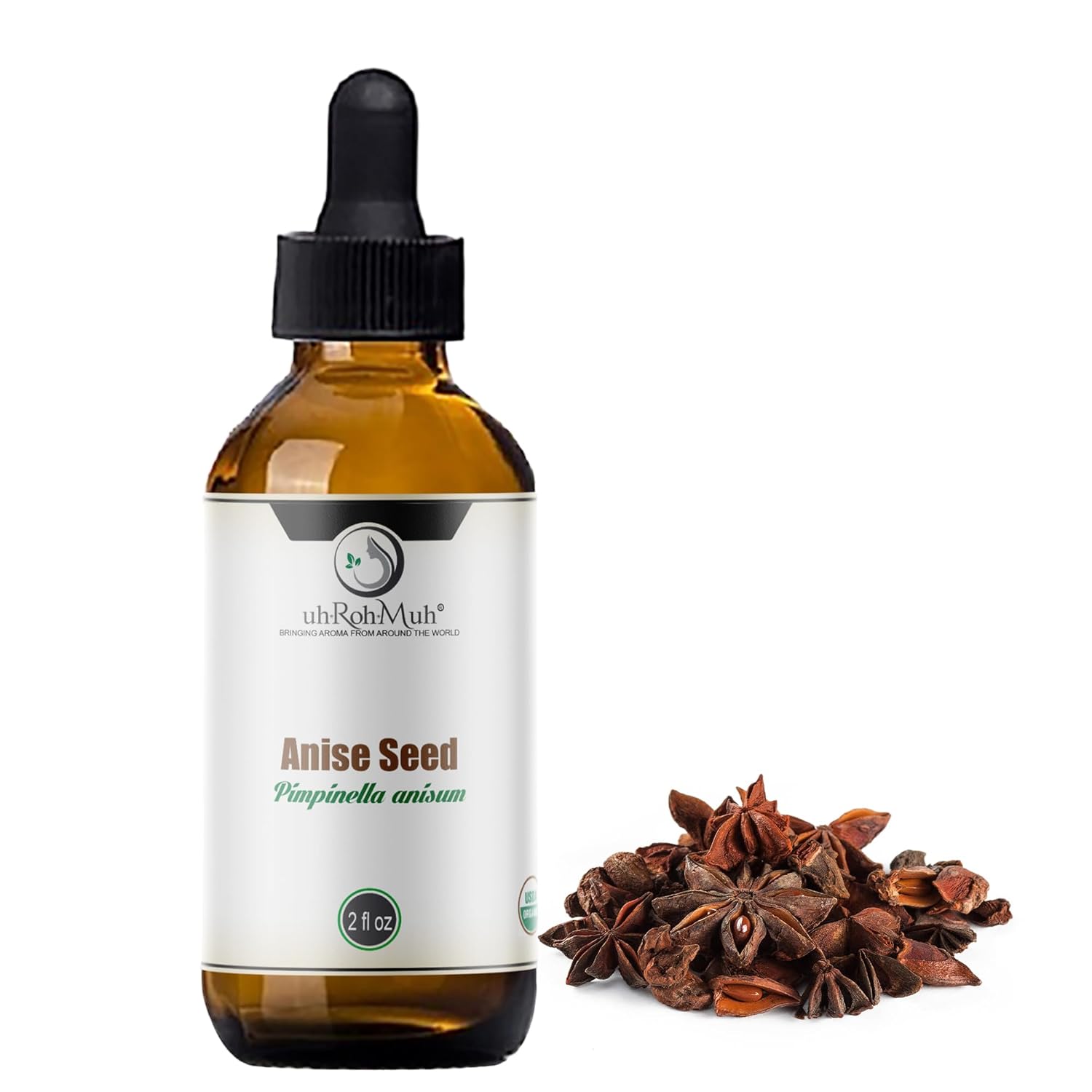 uh*Roh*Muh 100% Organic Anise Seed Oil | Aniseed Oil for Diffusers and Aromatherapy, Organic Essential Oil - 100% Pure and Natural Fragrance Oil Sourced from Spain 15 ml w/Euro Dropper