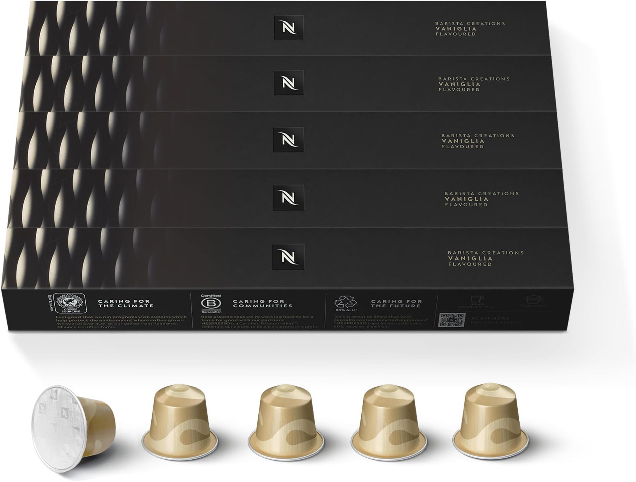 Vaniglia Barista Creations Roasted Coffee Capsules, Original Line, 10 capsules in 1 Sleeve - Pack of 5