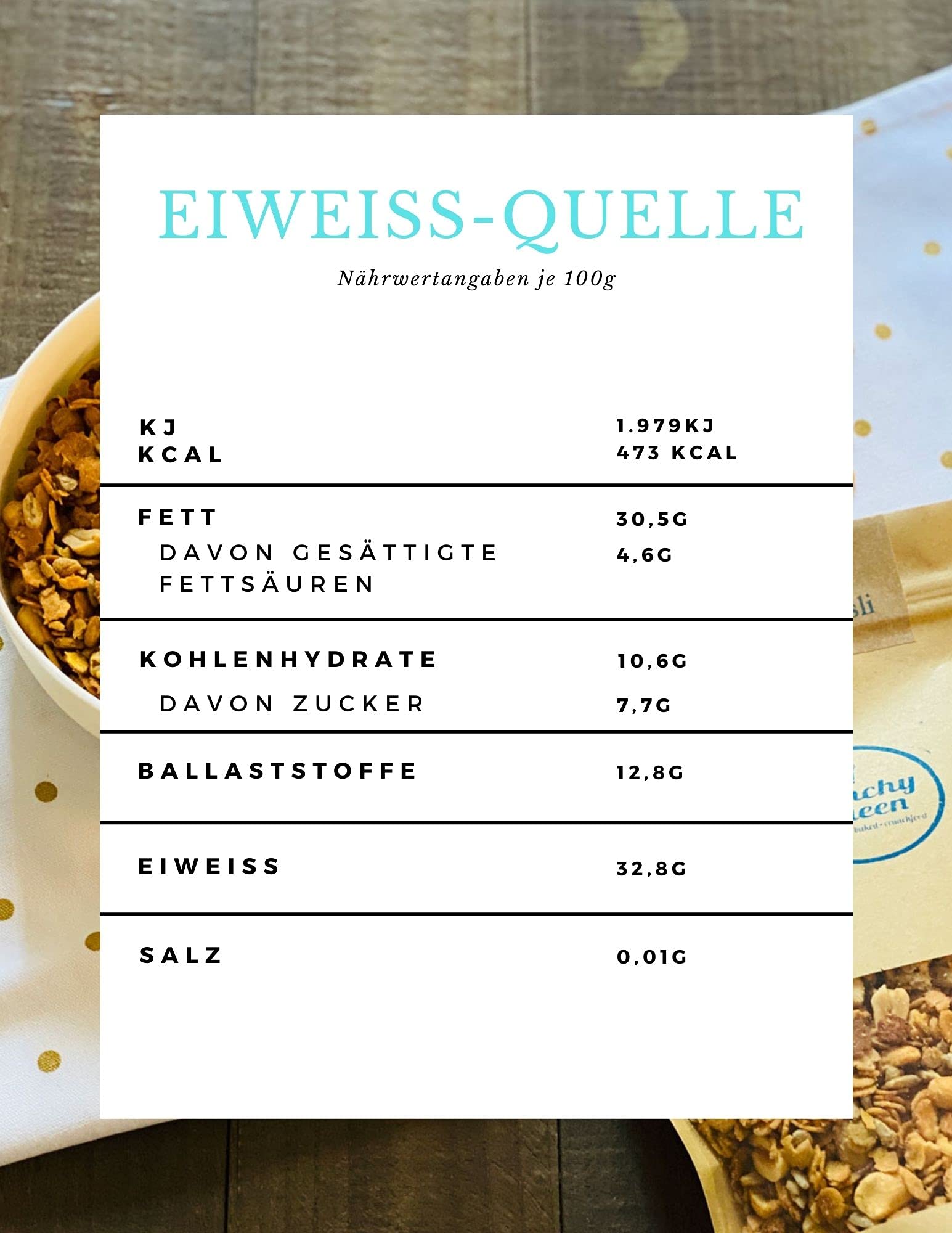 Crunchy Queen handgemachtes Eiweiß-​Quelle Crunchy Granola Müsli | 3x 340g Spar-Paket | Protein Müsli ohne Zusatz von raffiniertem Zucker (33% pflanzliches Eiweiß)