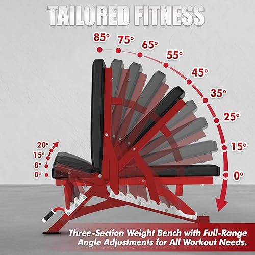 Miniatura 5 de RITFIT Combo de máquina de extensión y rizo de piernas y banco de pesas ajustable Rojo,Negro,https://www.amazon.com/dp/undefined