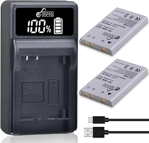 Pickle Power Batería EN-EL5 y cargador USB LED MH-61 para Nikon Coolpix 3700, 4200, 5200, 5900, 7900, P3, P4, P80, P90, P100, P500, P510, P520,