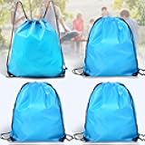 Drawstring Backpack 4PCS Bulk String Backpack Drawstring Bags Sport Gym Cinch Bag Nylon String Bag for Women Men (Sky Blue 4PCS)
