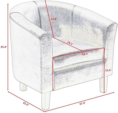 Miniatura 2 de Silla de brazo de cuero PU sofá individual bañera barril Club asiento muebles con cojín (negro)