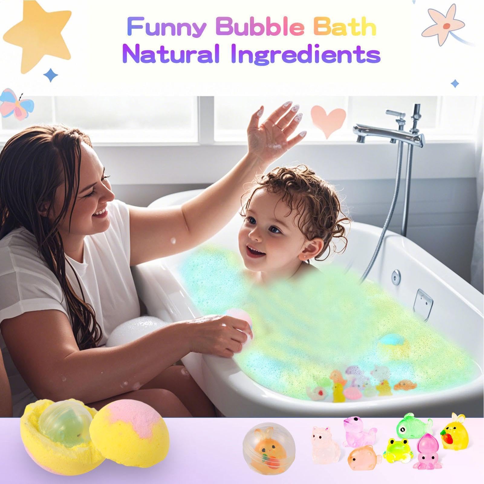 Badekugeln für die Badewanne 24 Stück Duftende Meerestier-Motive | Kinder Badespielzeug Badesalzkugeln Für Kleinkinder Vorschulkinder Zuhause Badezimmer Kindergarten Vorschule