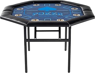 Barrington 48-in Poker Table with Folding Legs and Drink Holders for 8 Players Perfect for Game Rooms