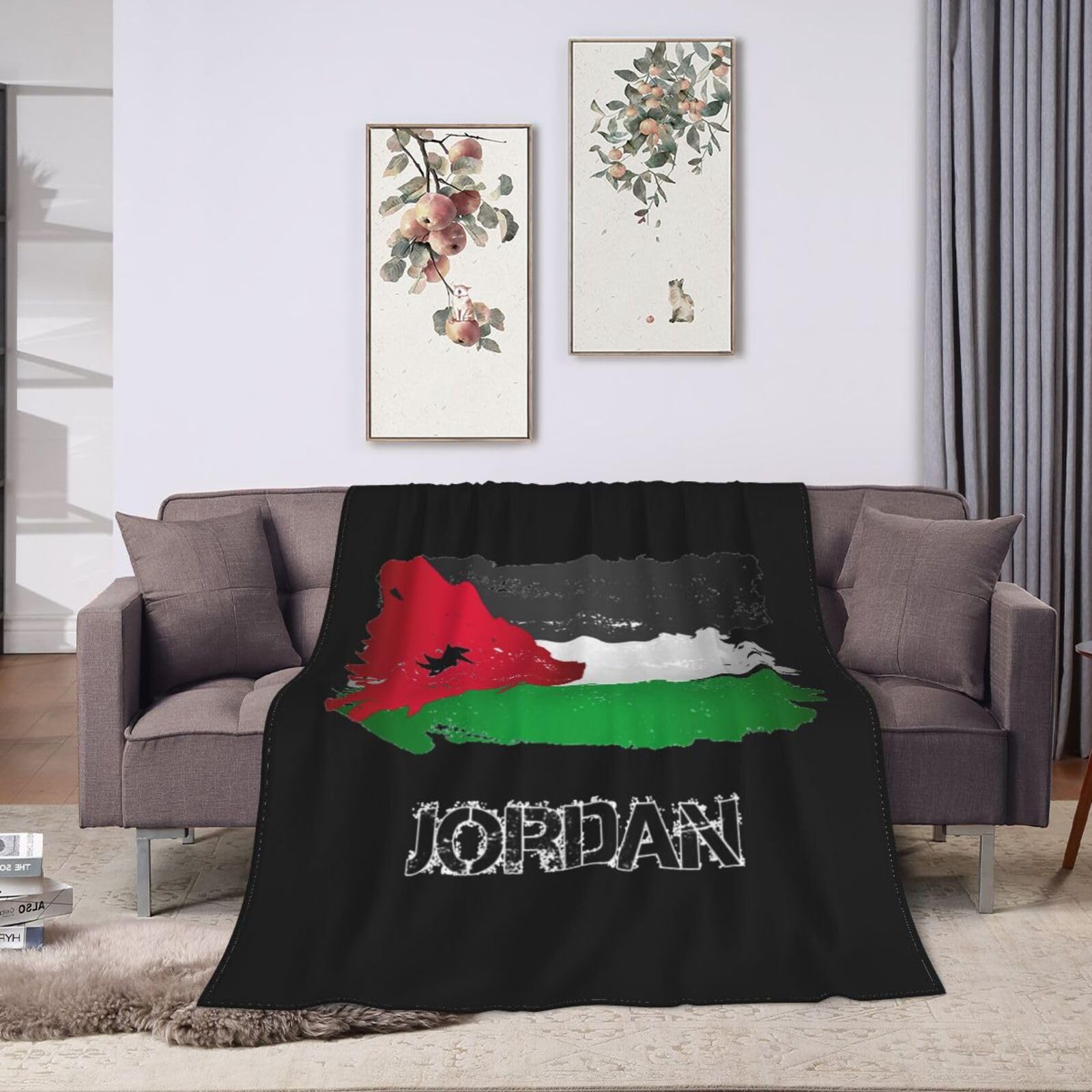 海外限定JORDAN REVERSIBLE BIG BLANKET Flag of Jordan Blanket Super Soft Flannel Throw,Ultra-Soft Blanket